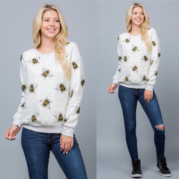 🐝 Bee Animal Print Sweater Pullover Sweatshirt - Picture 2 of 6